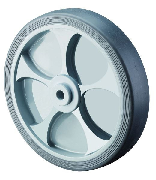 BS-wielen rubberwiel, wielbreedte 32 mm, wiel-Ø 100 mm, draagvermogen 110 kg, banden thermoplastisch grijs, wielkern kunststof, kogellagers, A85.104