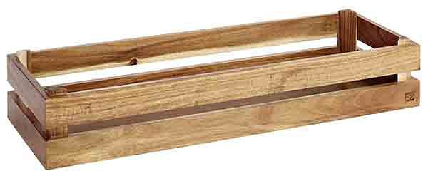 APS houten kist -SUPERBOX-, 55,5 x 18,5 cm, hoogte: 10,5 cm, acaciahout, geschikt voor GN 2/4, 11623