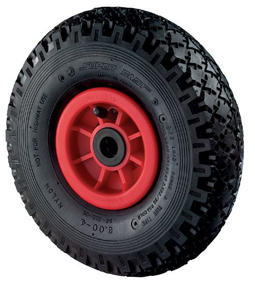 BS-wielen pneumatisch wiel, wielbreedte 50 mm, wiel-Ø 200 mm, draagvermogen 75 kg, zwart rubber loopvlak, kunststof wielkern, rollager, D15.201