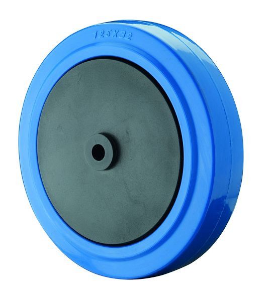 BS-wielen rubberwiel, wielbreedte 32 mm, wiel-Ø 80 mm, draagvermogen 120 kg, blauwe elastische band, kunststof wielkern, kogellager, B62.081