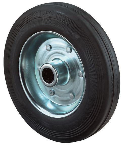 BS-wielen rubberwiel, wielbreedte 50 mm, wiel-Ø 250 mm, draagvermogen 250 kg, loopvlak rubber zwart, wielkuip stalen velg verzinkt, rollager, B55.250