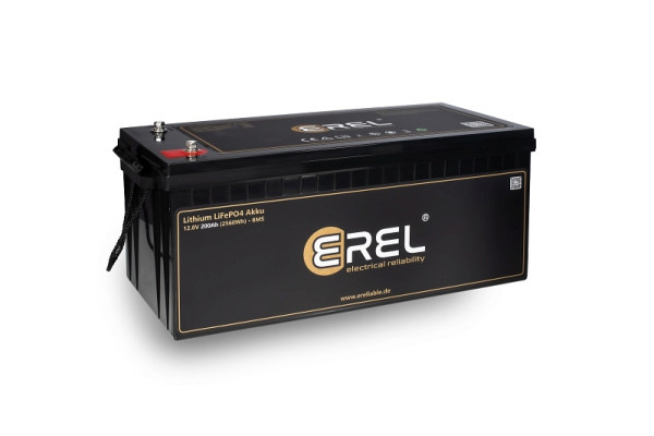 EREL 12,8V LiFePO4 Lithium Speicher- und Versorgungsbatterie 200Ah 2560Wh, ER-12V200A1