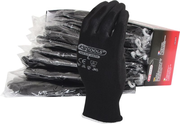 KS Tools microfijngebreide handschoenen-zwart, 9, verpakking van 12, 310.0470