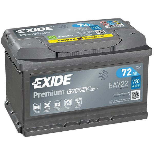 EXIDE Premium EA 722 Pb startaccu, 101 009400 20