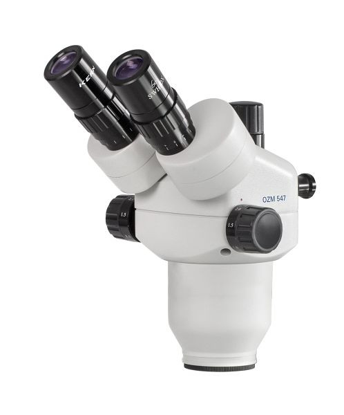 KERN Optics stereozoom microscoopkop, Greenough 0,7 x - 4,5 x, trinoculair, oculair HSWF 10 x / Ø 23 mm met schimmelwerend, hoog oogpunt, OZM 547