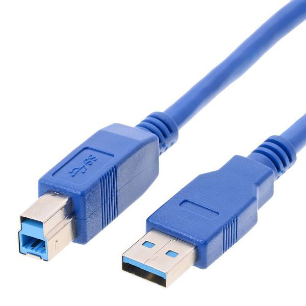 Helos USB 3.0 aansluitkabel stekker A naar stekker B, blauw, 1,8 m, 14682