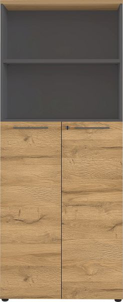 GERMANIA GW-AGENDA archiefkast met twee afsluitbare deuren en een open vak 4236 grafiet / Kleinzoon eiken imitatie, 4236-564